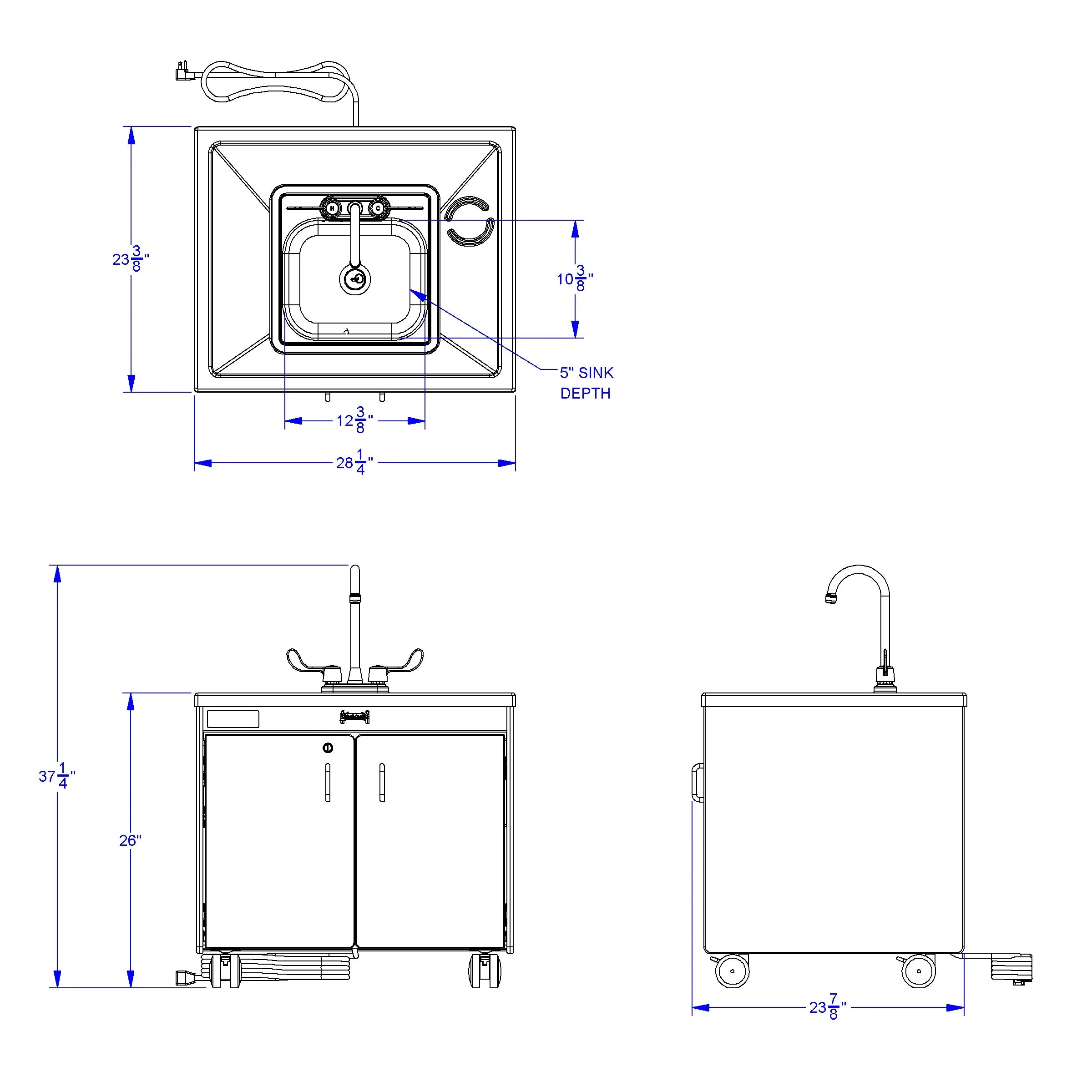 Jonti-Craft® Clean Hands Helper Portable Sink - 26" Counter - Stainless Steel Sink