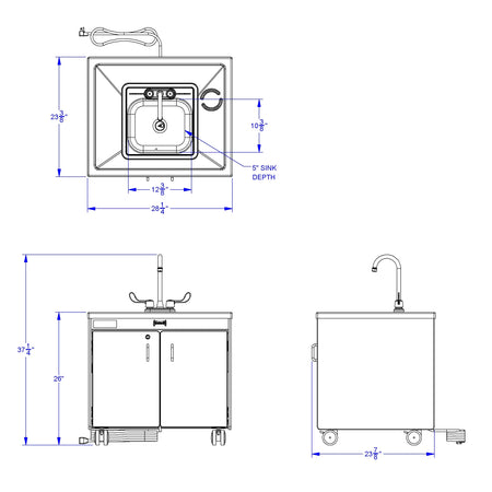 Jonti-Craft® Clean Hands Helper Portable Sink - 26" Counter - Stainless Steel Sink