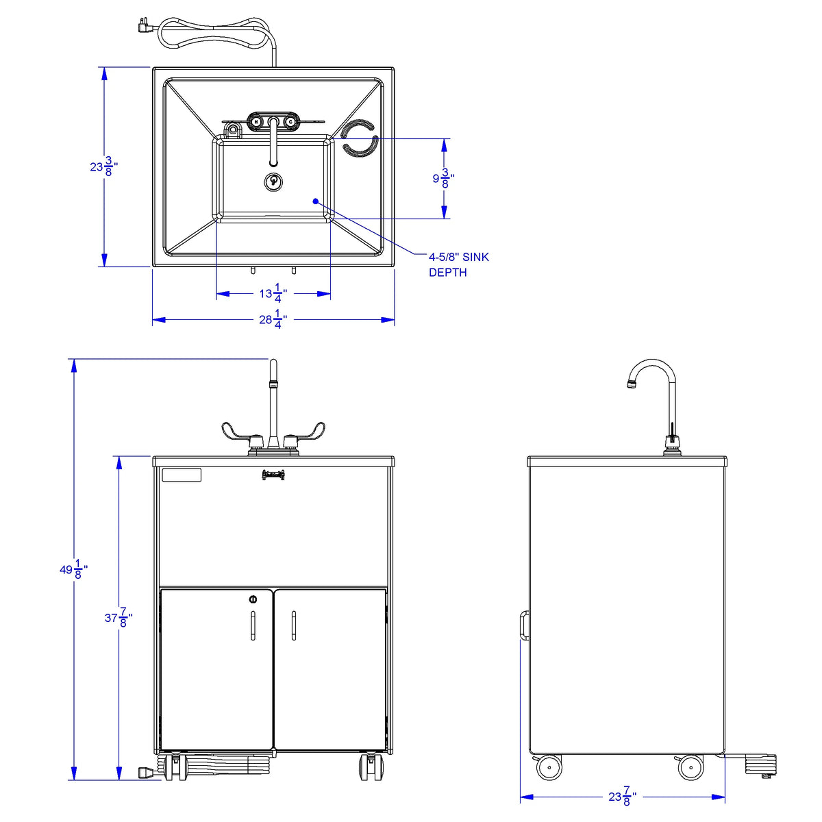 Jonti-Craft® Clean Hands Helper Portable Sink - 38" Counter - Plastic Sink
