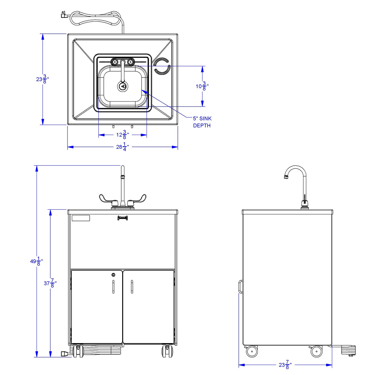 Jonti-Craft® Clean Hands Helper Portable Sink- 38" Counter - Stainless Steel Sink
