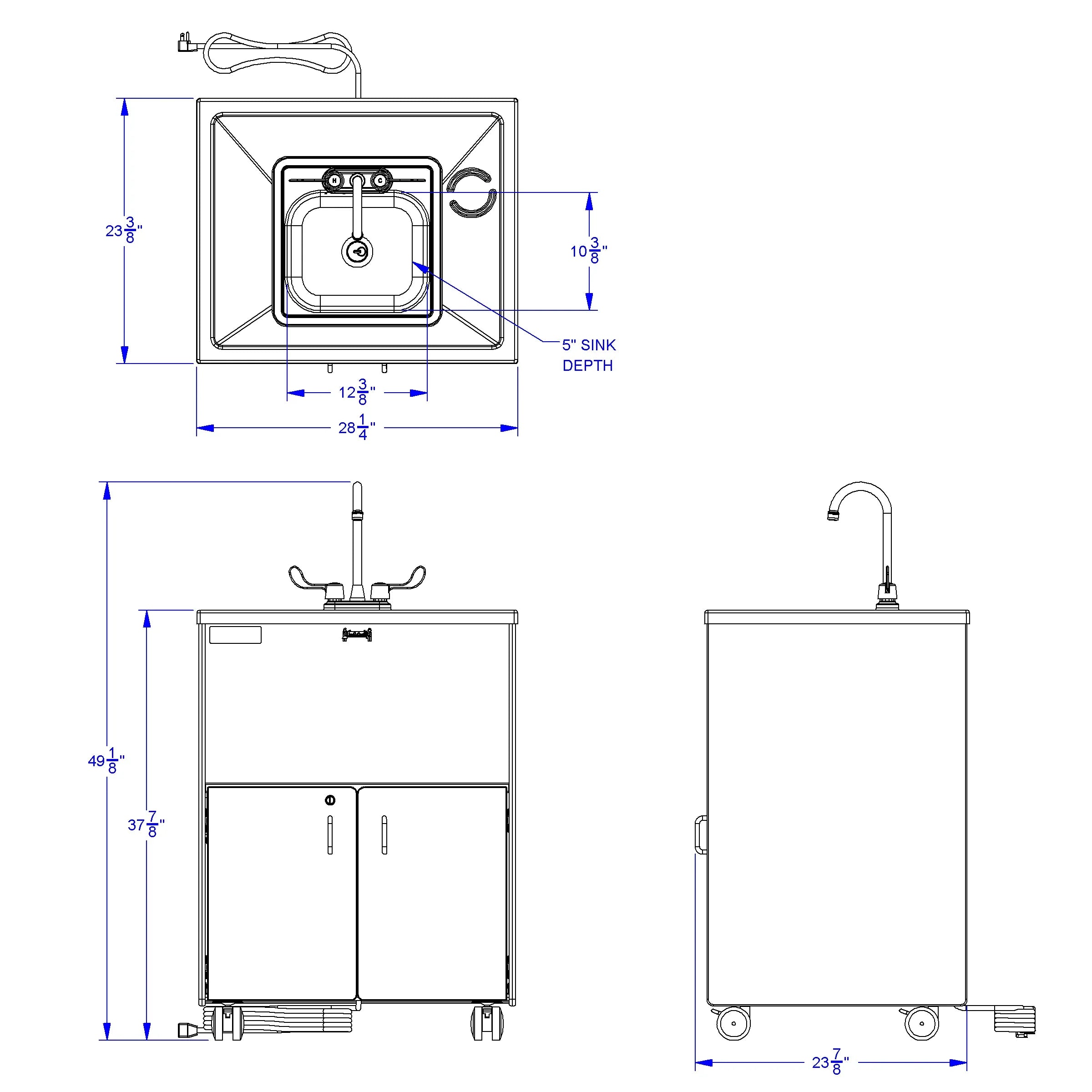 Jonti-Craft® Clean Hands Helper Portable Sink- 38" Counter - Stainless Steel Sink