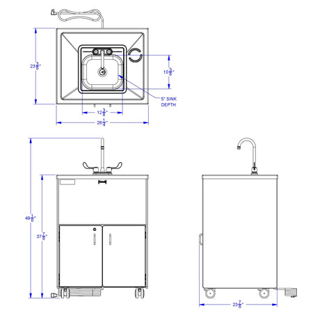 Jonti-Craft® Clean Hands Helper Portable Sink- 38" Counter - Stainless Steel Sink