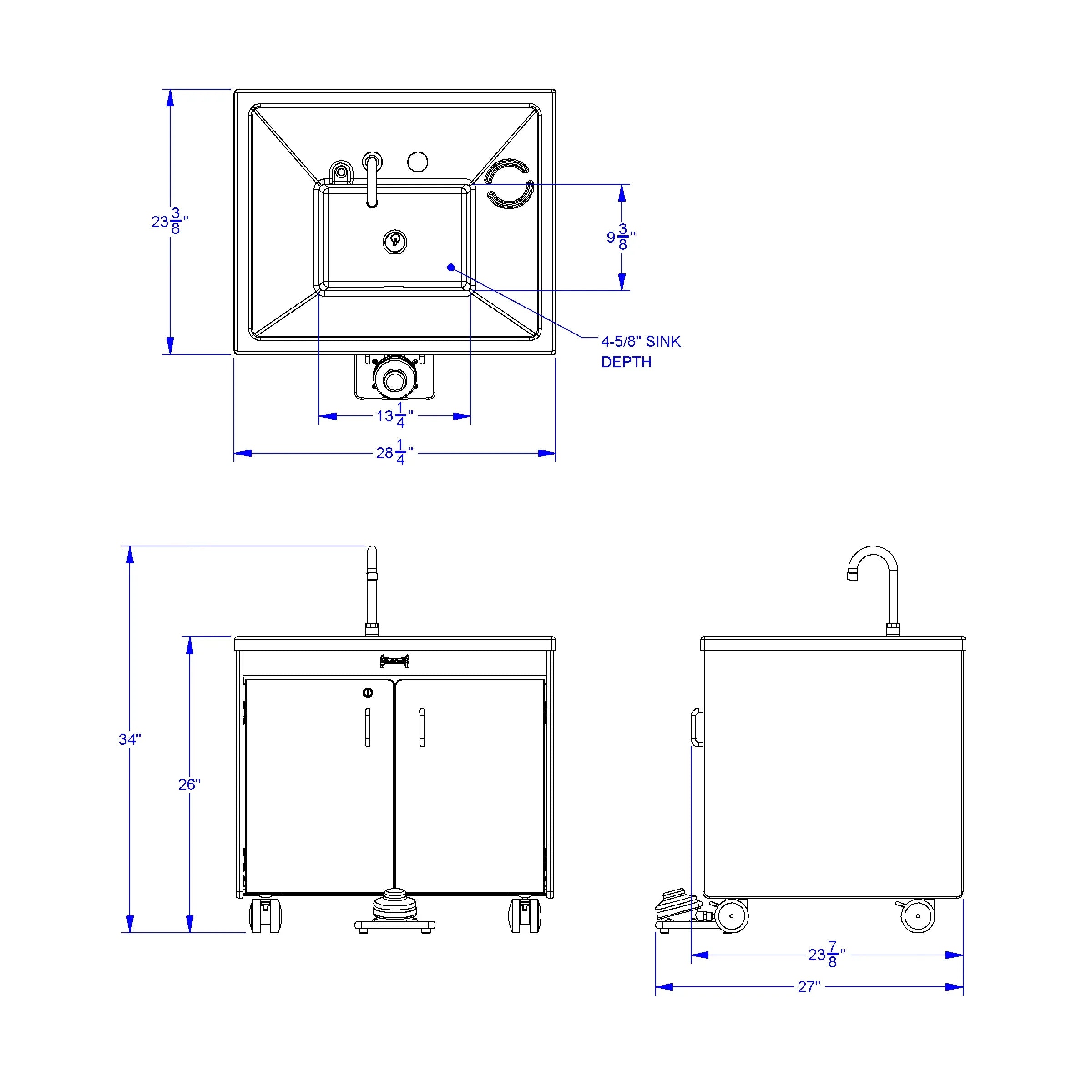 Jonti-Craft® Clean Hands Helper Portable Sink – Nonelectric - 26" Counter - Plastic Sink