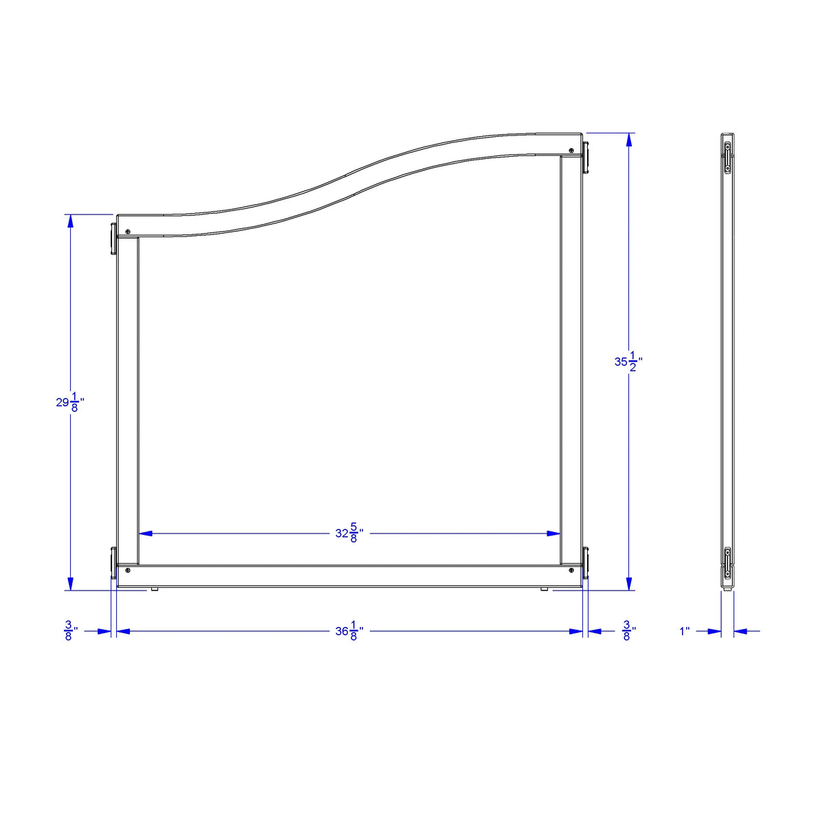 KYDZ Suite® Cascade Panel - E To A-height - 36" Wide - See-Thru