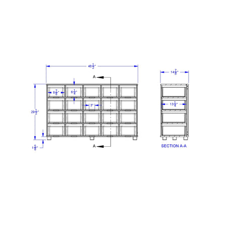 TrueModern® Twenty-Cubbie Shelf - with White Cubbie-Trays