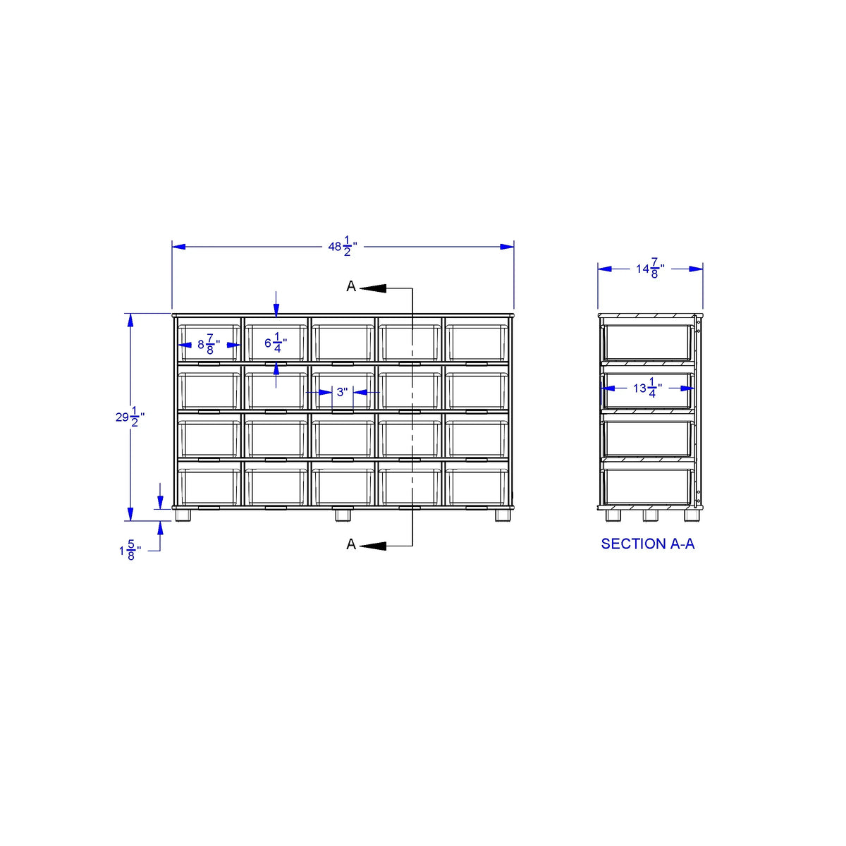 TrueModern® Twenty-Cubbie Shelf - with See-Thru Cubbie-Trays