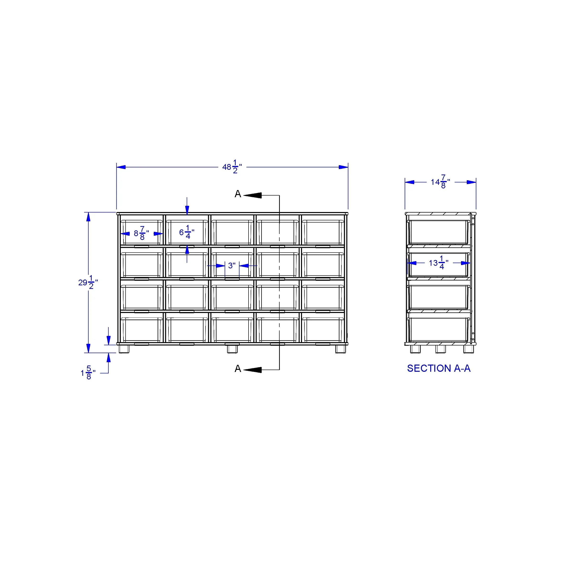 TrueModern® Twenty-Cubbie Shelf - with See-Thru Cubbie-Trays