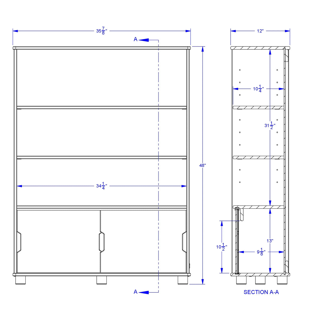 TrueModern® Three-Shelf Bookcase
