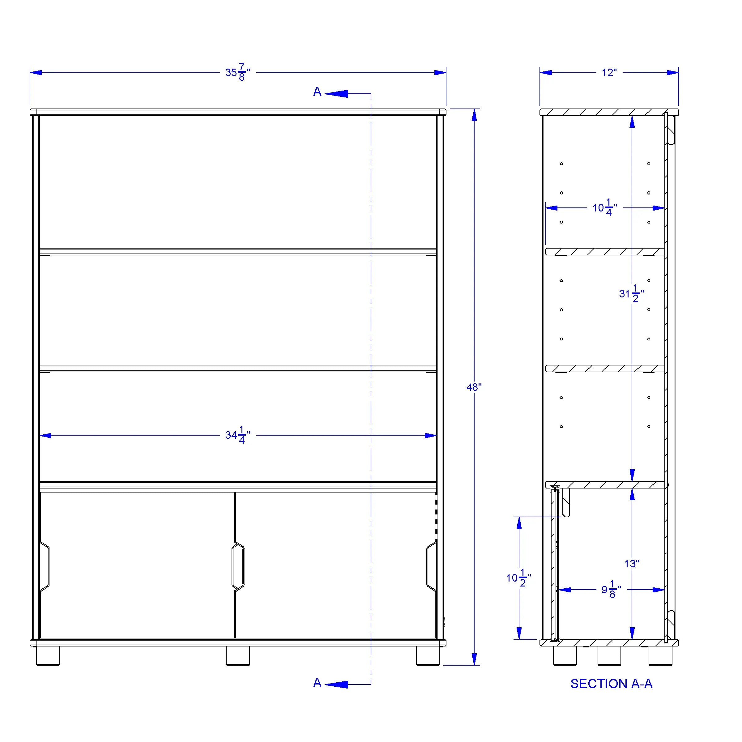 TrueModern® Three-Shelf Bookcase