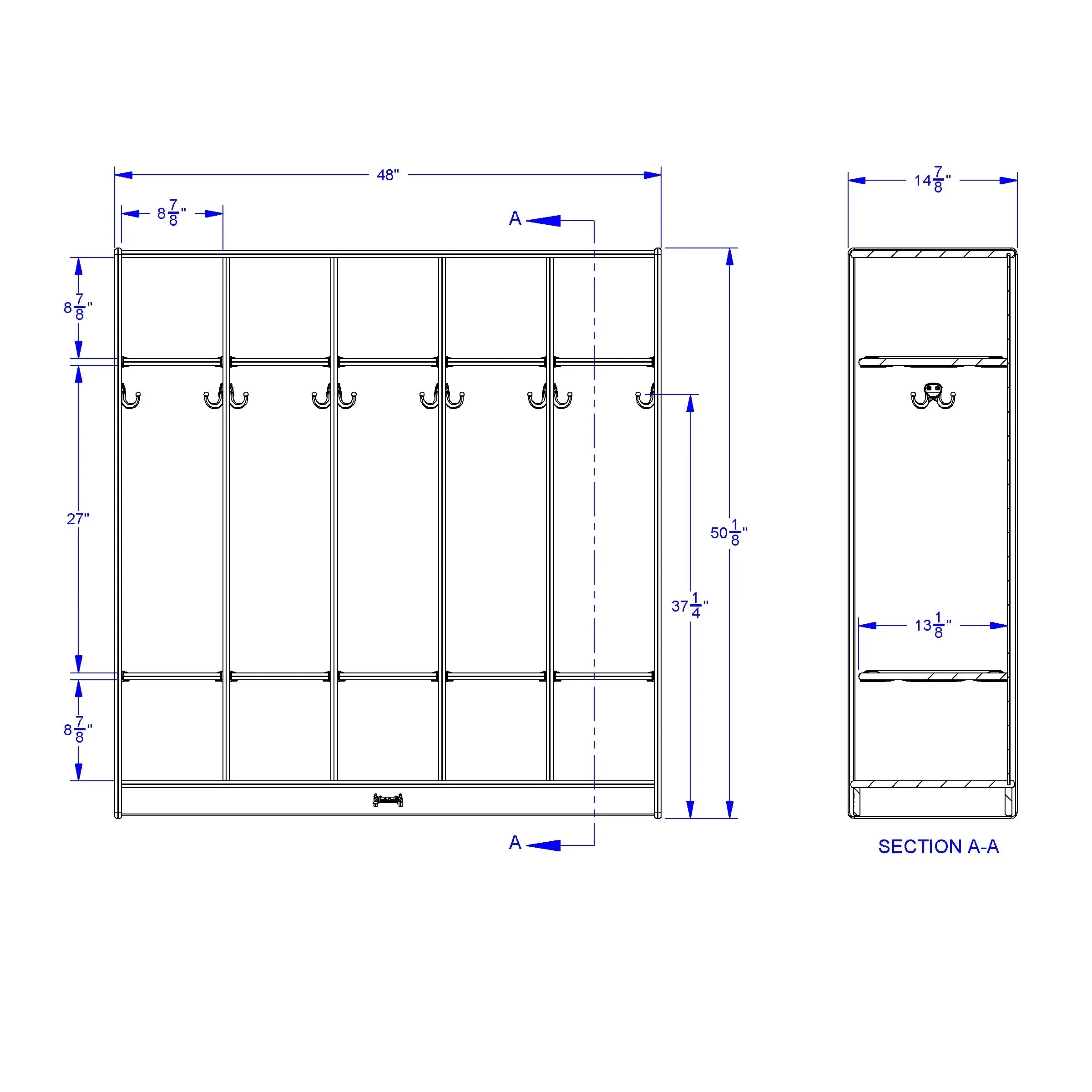 Rainbow Accents® 5 Section Coat Locker - Navy