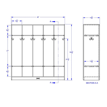 Rainbow Accents® 5 Section Coat Locker - Navy