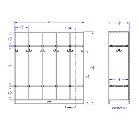 Rainbow Accents® 5 Section Coat Locker - Blue