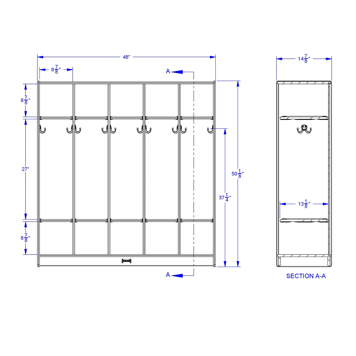 Rainbow Accents® 5 Section Coat Locker - Gray