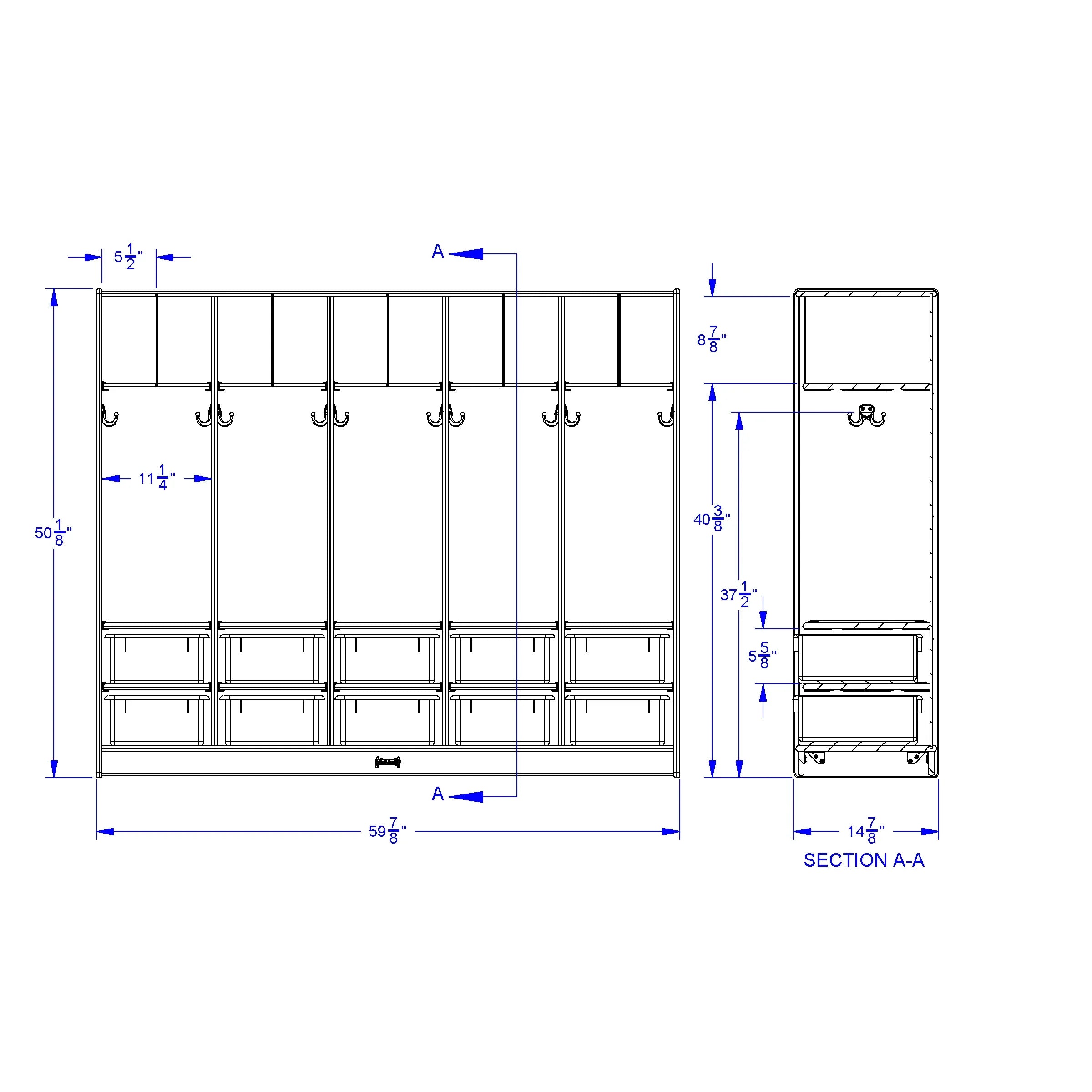 Jonti-Craft® Large Locker Organizer – with 10 Colored Tubs