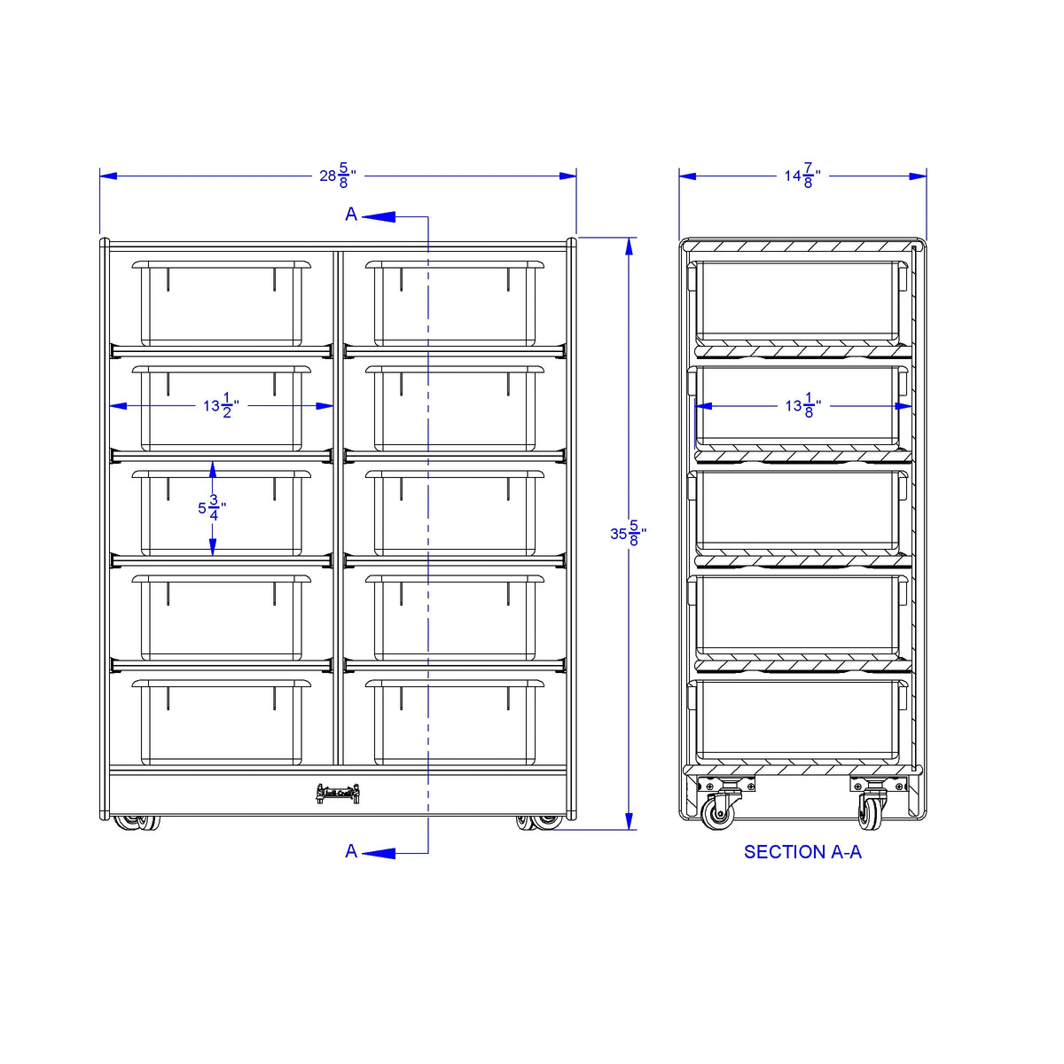 Jonti-Craft® 10 Tub Mobile Storage - with Colored Tubs
