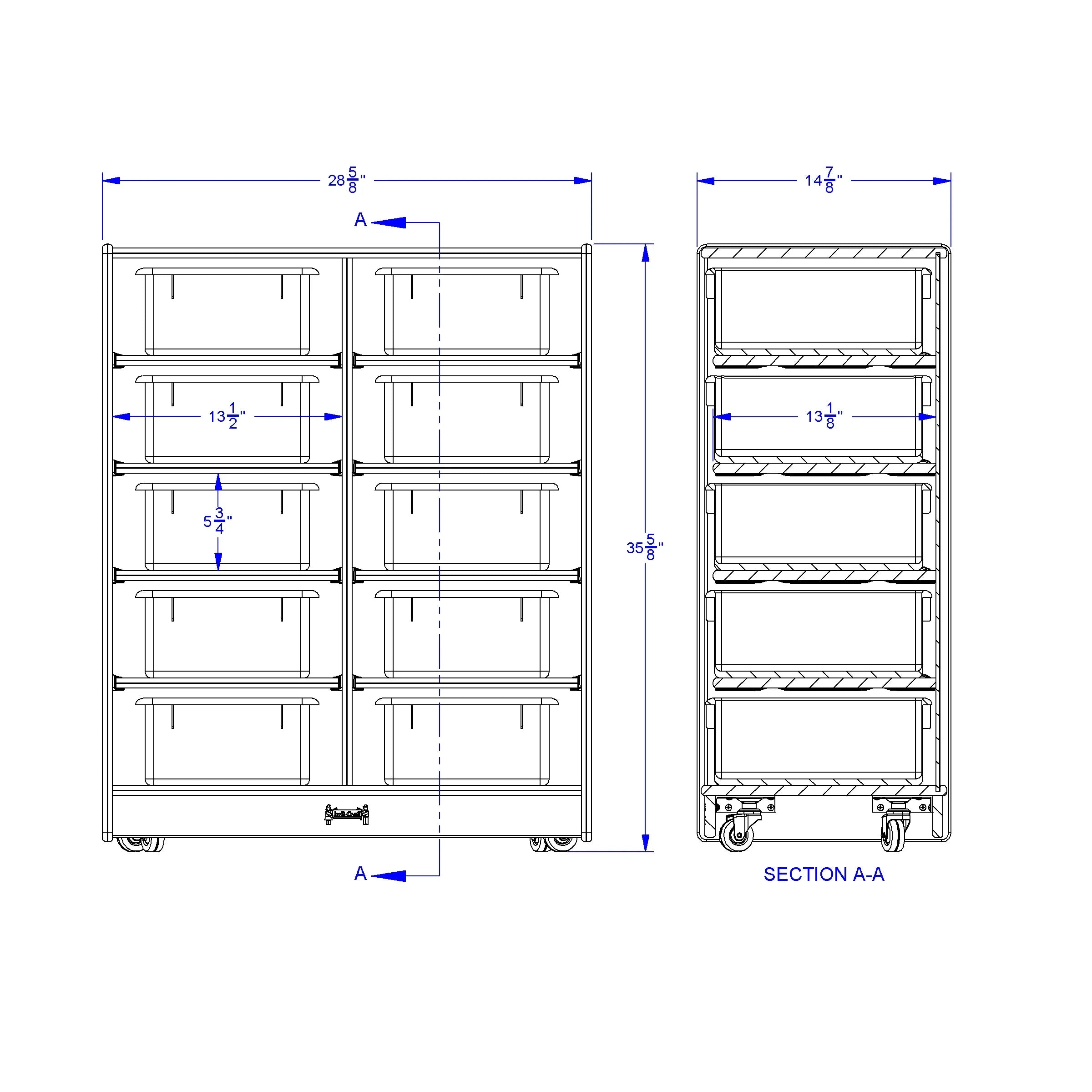 Jonti-Craft® 10 Tub Mobile Storage - with Colored Tubs
