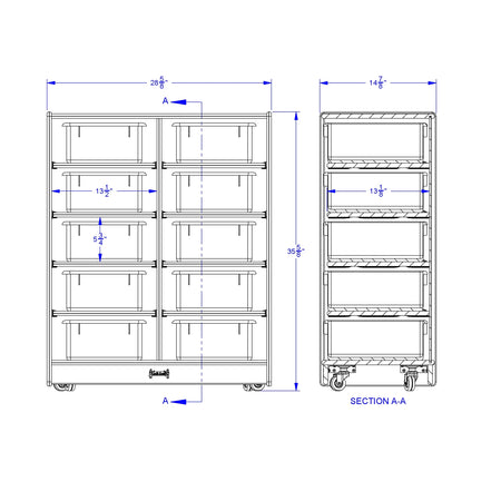 Jonti-Craft® 10 Tub Mobile Storage - with Colored Tubs
