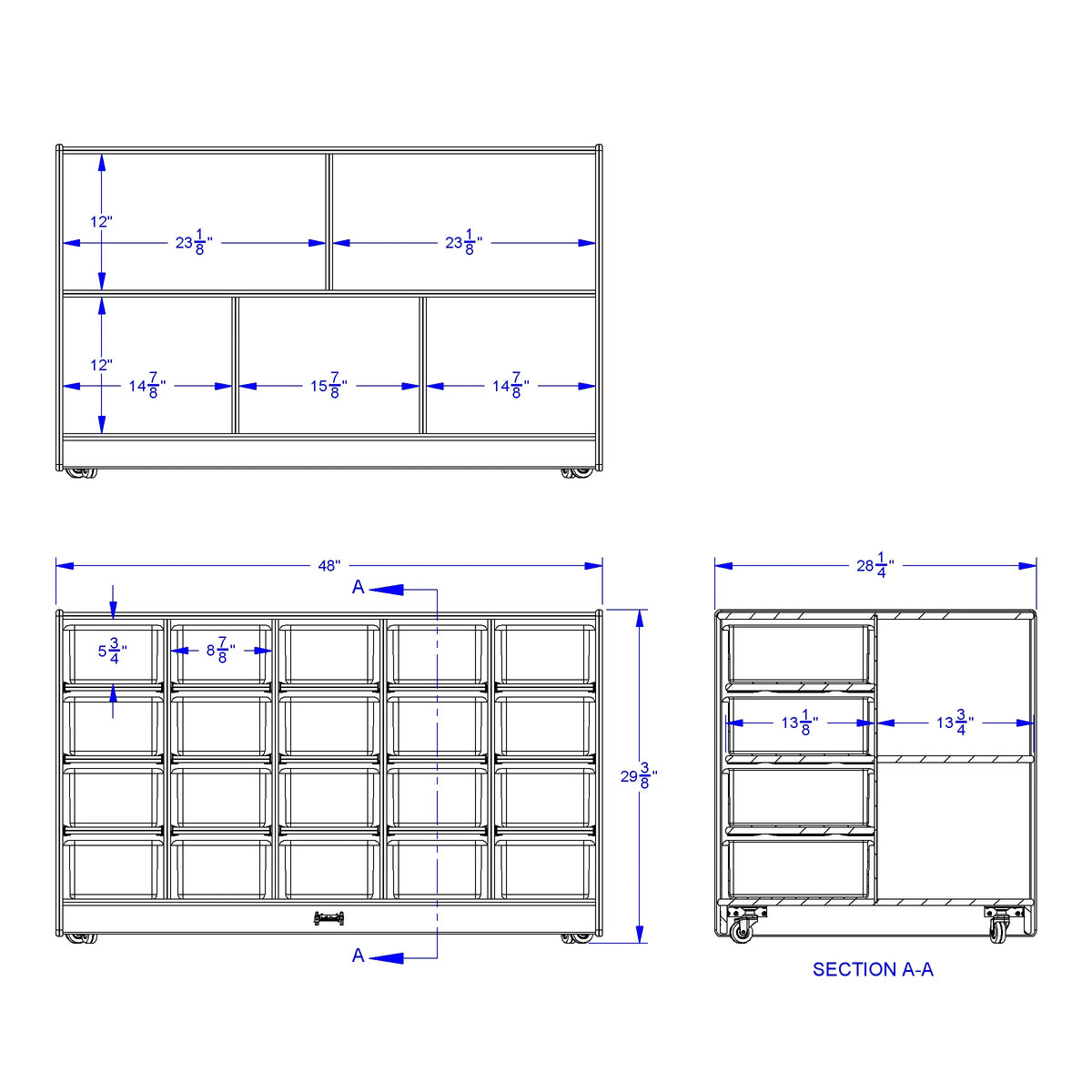 Jonti-Craft® Double-Sided Island – Single + 20 Cubbie-Tray - with Colored Trays