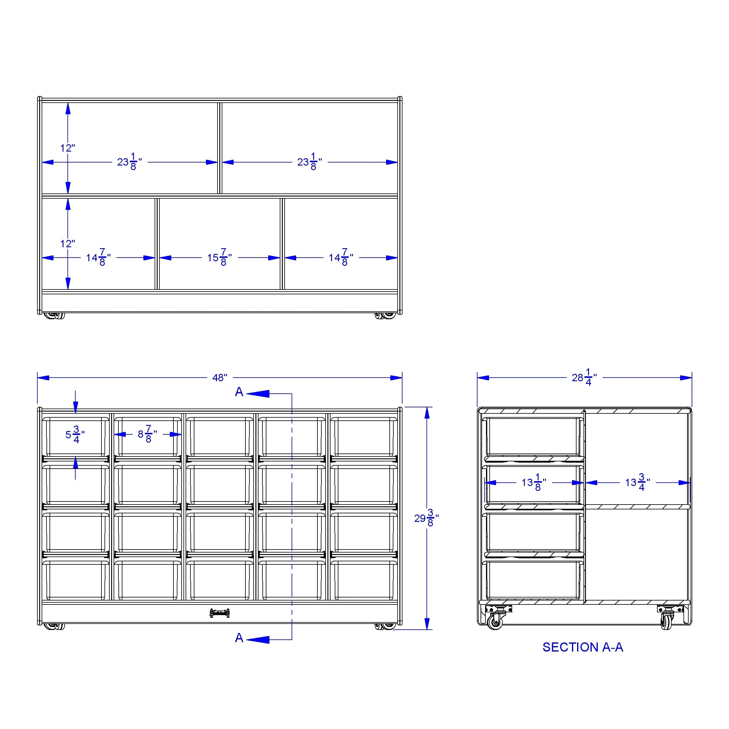 Jonti-Craft® Double-Sided Island – Single + 20 Cubbie-Tray - with Colored Trays