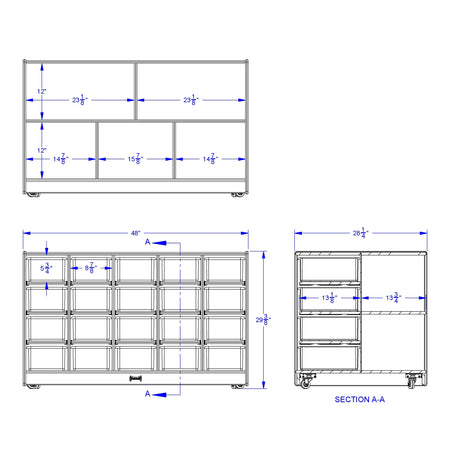 Jonti-Craft® Double-Sided Island – Single + 20 Cubbie-Tray - with Colored Trays