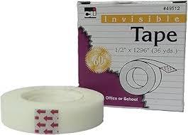 Charles Leonard Invisible Tape, 1/2 Inch Wide x 1296 Inches Long, 1 Inch Core, 1 Roll/Box