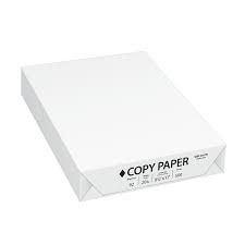 White Copy Paper, 8-1/2" x 11", 20 Lb.,  Ream of 500 sheets