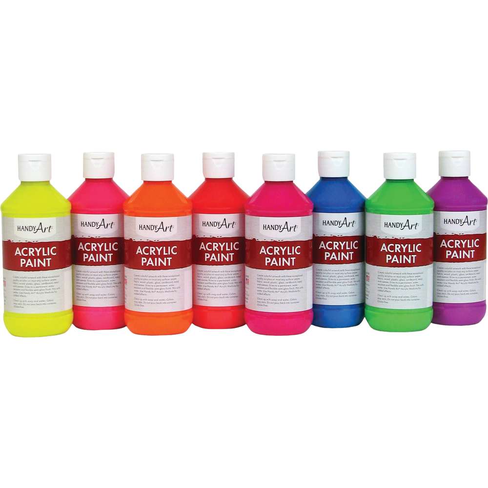 Handy Art® FLUORESCENT Student Acrylic Paint Set of 8 - 8 oz