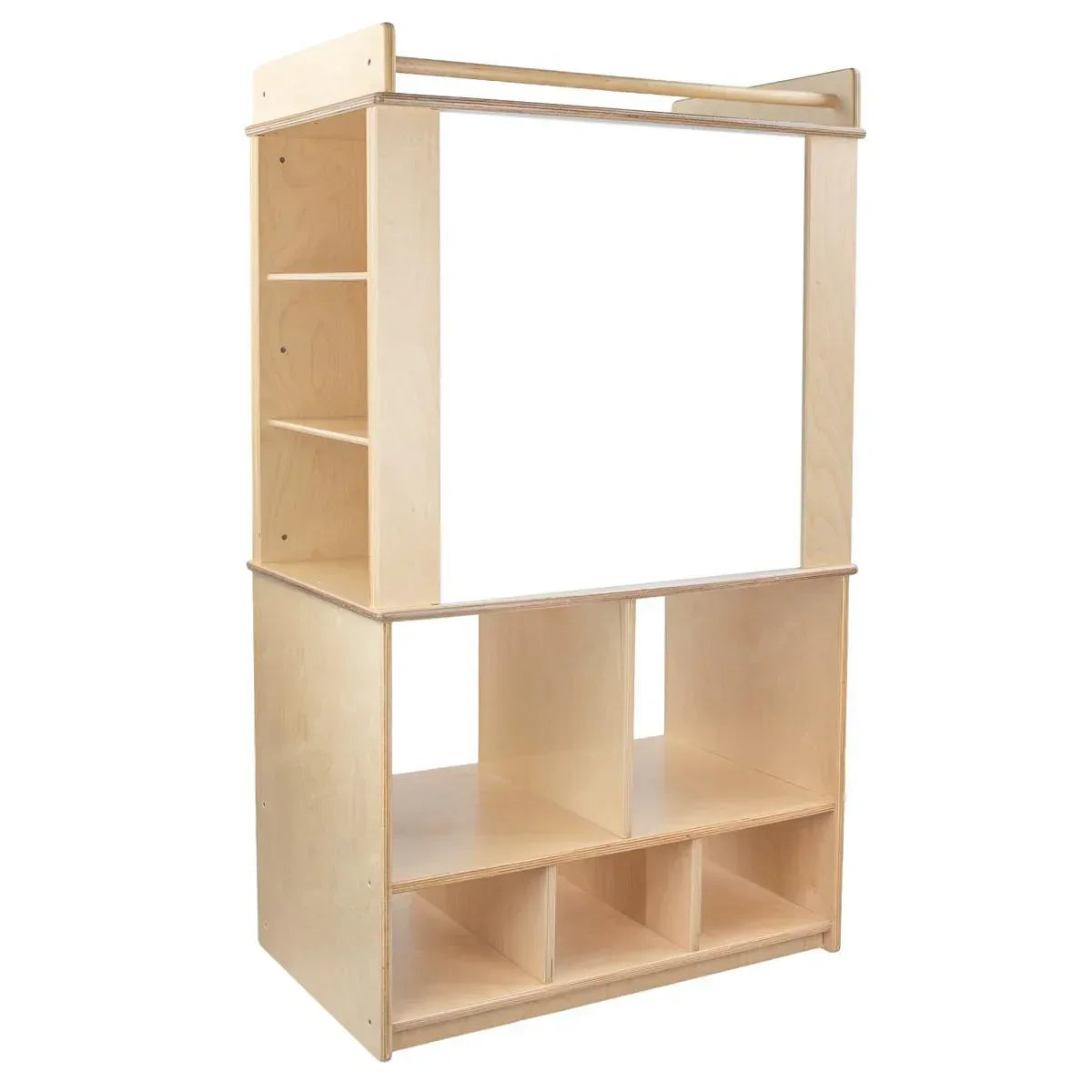 Dual Markerboard Store-It-All Teaching Center with 3 Translucent Trays