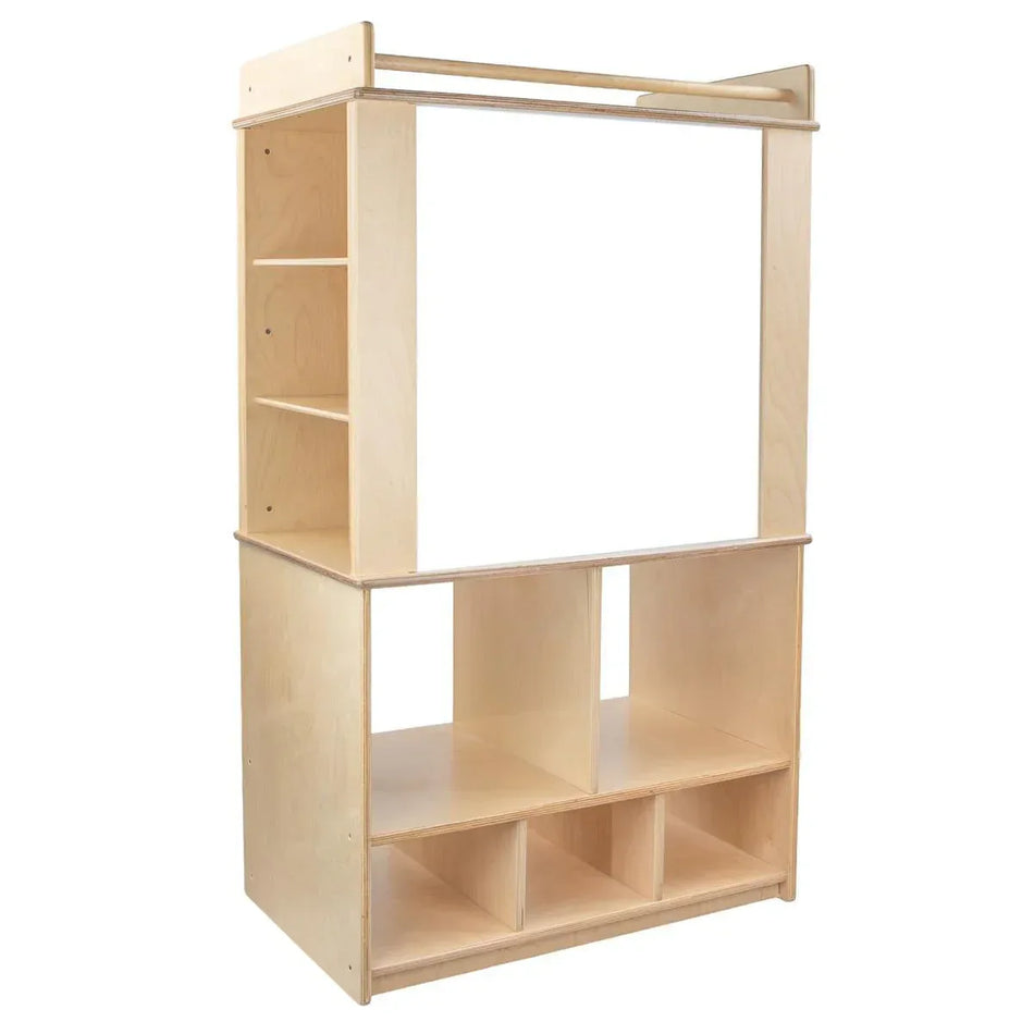 Dual Markerboard Store-It-All Teaching Center with 3 Translucent Trays