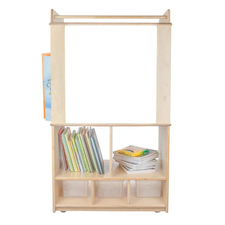 Dual Markerboard Store-It-All Teaching Center with 3 Translucent Trays