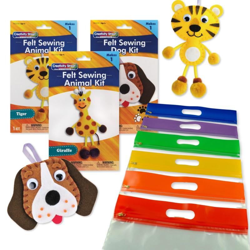 Sewing Craft Kit, Felt Animal Projects with Storage Bags, 18 Animal Kits