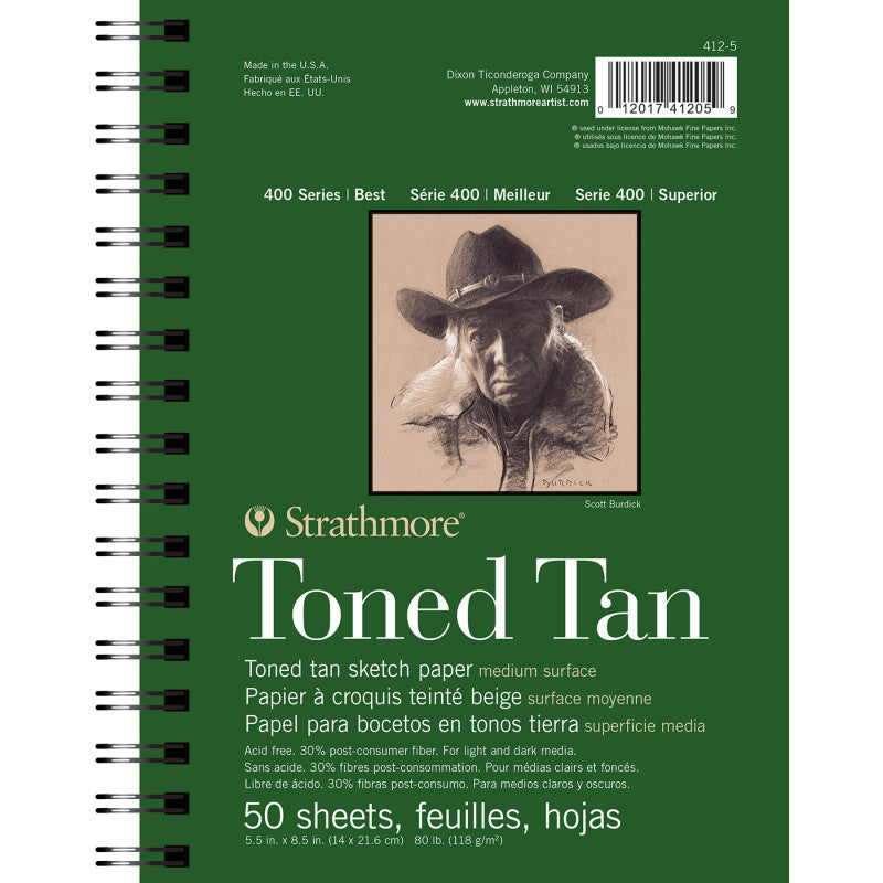 400 Series Sketch Pad, Recycled, Toned Tan, Side Wire Binding, 50 Sheet, 5.5x8.5 inch, 1 Count