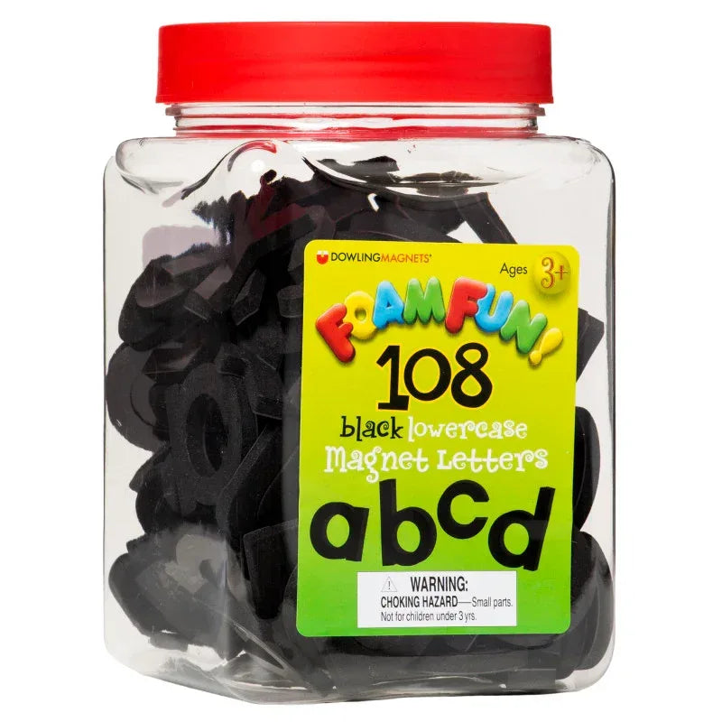 Foam Fun!&trade; Lowercase Black Magnetic Letters, 108 Pieces