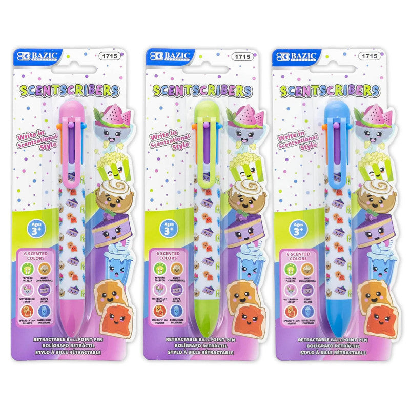Scented 6-Color Pen, Assorted Designs, Pack of 3