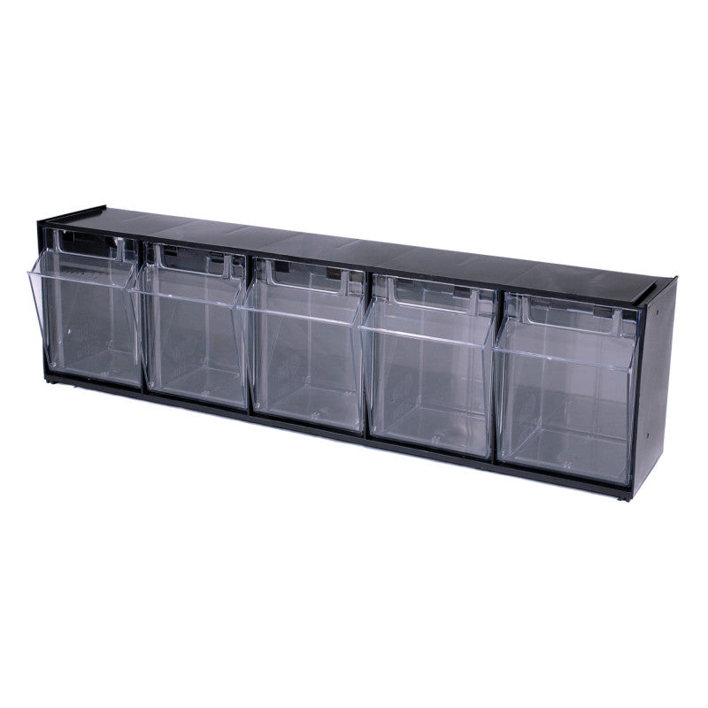Tilt BinÂ® Interlocking Storage Bins, 5-Bin Unit, Black