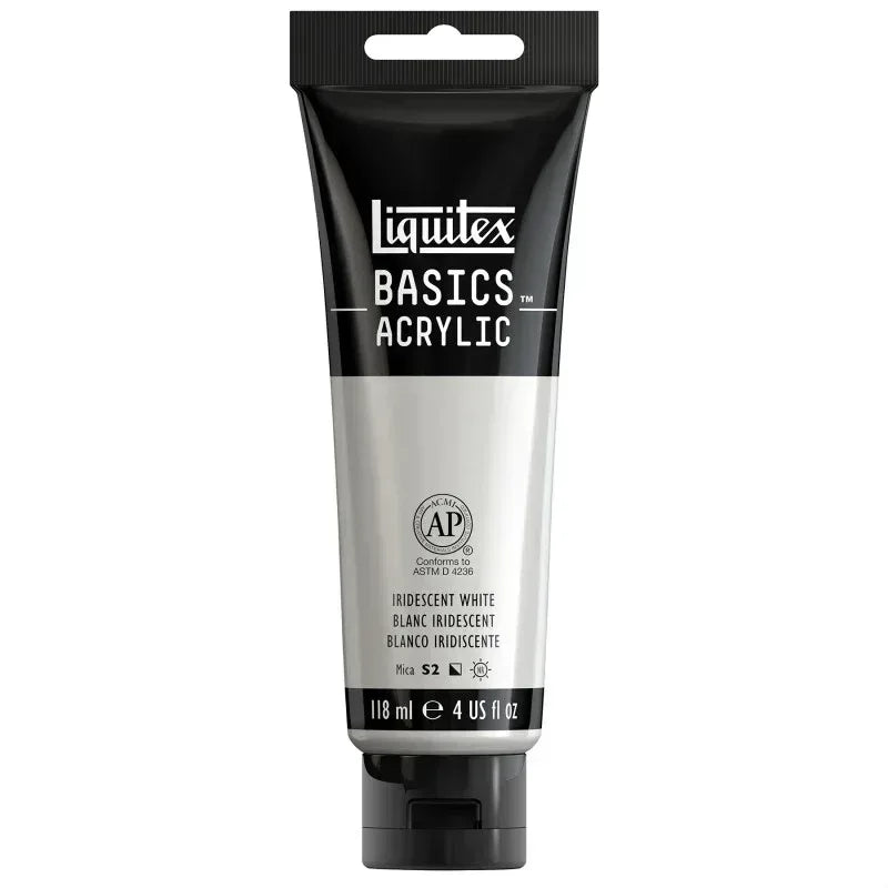 BASICS Acrylic Paint, 118 mL Tube, Iridescent White