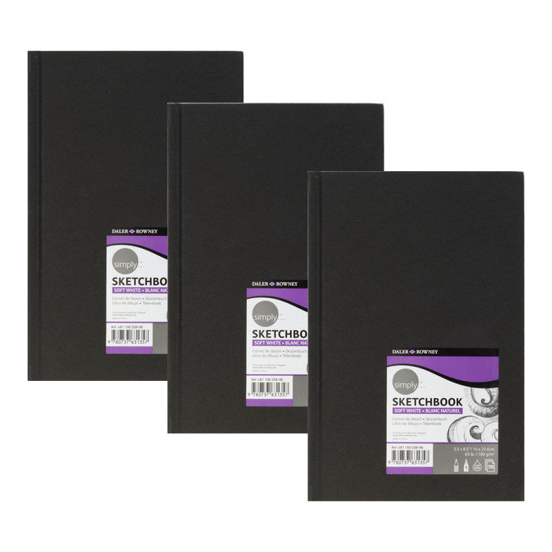 Simply... Sketchbook, Soft White, 80 Sheet, 5.5x8.5 inch, Pack of 3