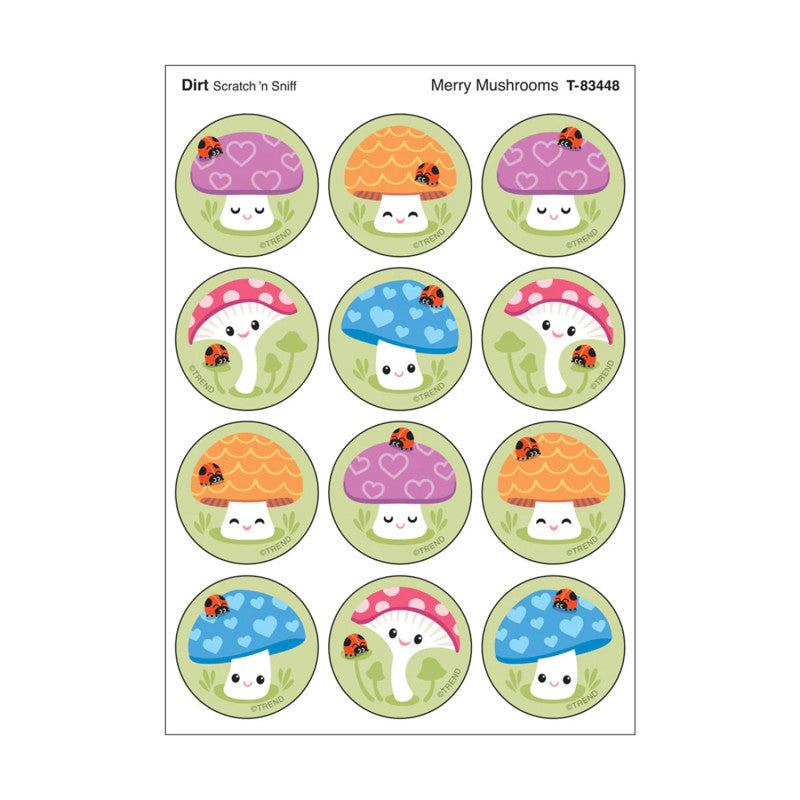 Merry Mushrooms, Dirt scent Scratch 'n Sniff Stinky Stickers&reg;, Pack of 48