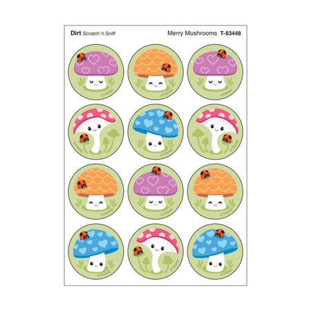 Merry Mushrooms, Dirt scent Scratch 'n Sniff Stinky Stickers&reg;, Pack of 48
