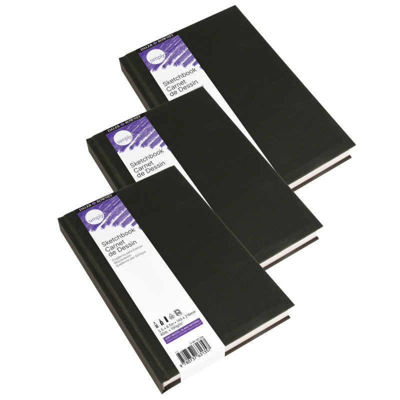 Simply... Sketchbook, Soft White, Hardbound, 110 Sheet, 5.5x8.5 inch, Pack of 3