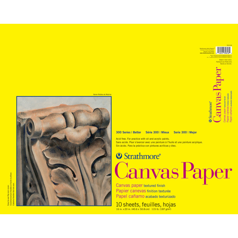 300 Series Canvas Paper Pad, Glue Binding, 10 Sheet, 16x20 inch, 1 Count