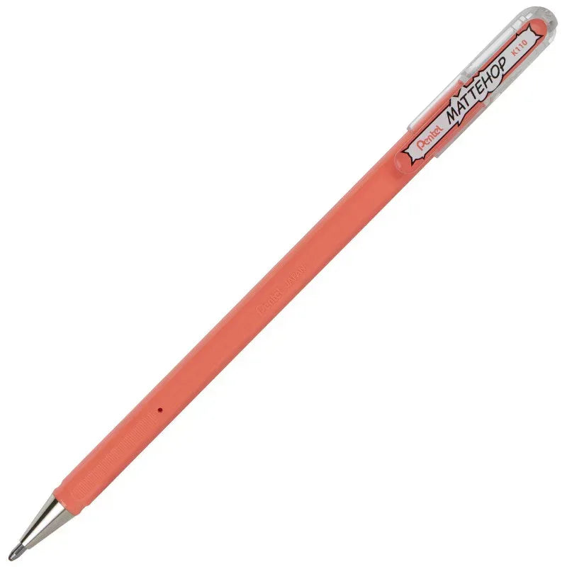 Hybrid MATTEHOP Gel Roller, 1.0mm, Matte Coral Pink Ink, Pack of 12