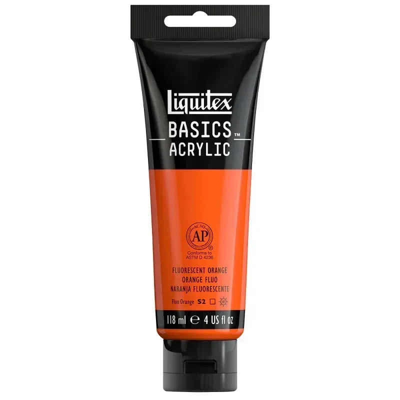 BASICS Acrylic Paint, 118 mL Tube, Fluorescent Orange