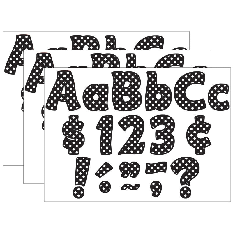 Black Polka Dots Funtastic Font 4" Letters Combo Pack, 208 Pieces Per Pack, 3 Packs