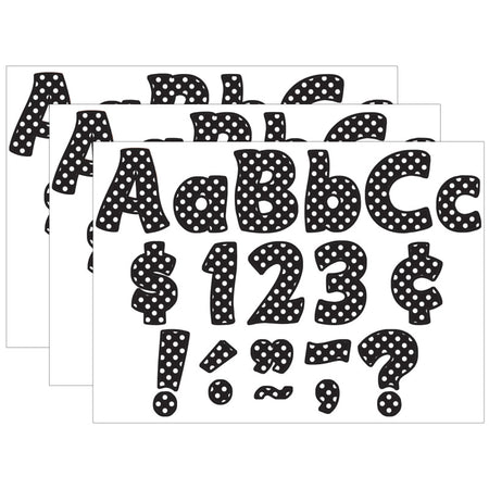 Black Polka Dots Funtastic Font 4" Letters Combo Pack, 208 Pieces Per Pack, 3 Packs