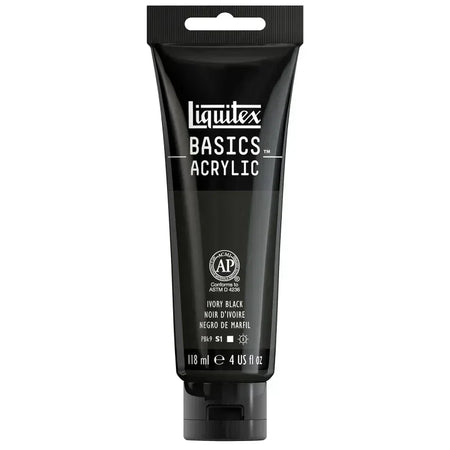 BASICS Acrylic Paint, 118 mL Tube, Ivory Black