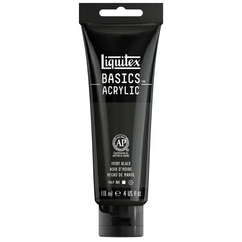 BASICS Acrylic Paint, 118 mL Tube, Ivory Black