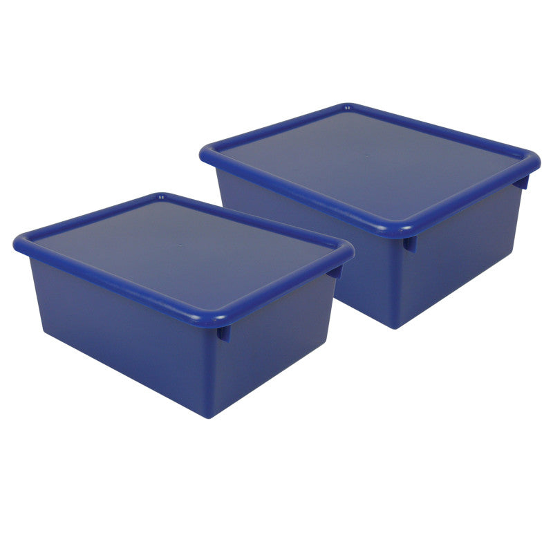 Stowaway&reg; 5" Letter Box with Lid, Blue, Pack of 2