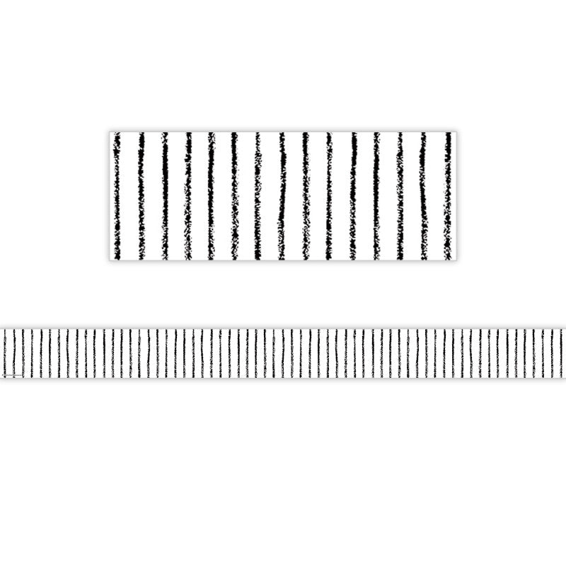 White With Black Pinstripes Straight Border Trim, 35 Feet
