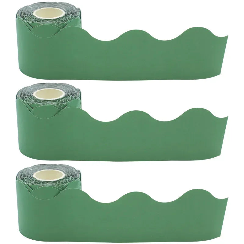 Eucalyptus Green Scalloped Rolled Border Trim, 50 Feet Per Roll, Pack of 3